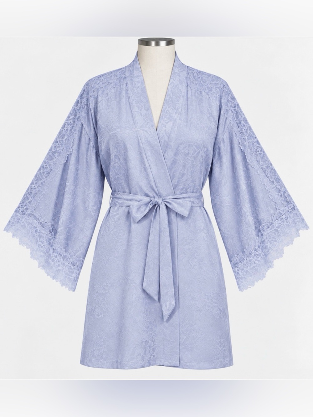 NEW VICTORIA'S SECRET LAVENDER PURPLE JACQUARD LACE INSET SATIN ROBE KIMONO M/L